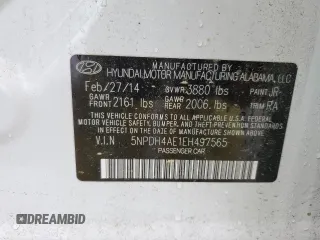 2014 Hyundai Elantra SE с VIN 5NPDH4AE1EH497565, выставлен на аукционе Copart как лот 56255845 с пробегом 127 371 миль миль и Списание • Salvage title. История ставок и продаж доступна на DreamBid. Изображение 12.