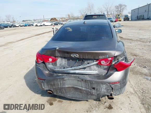 2014 Infiniti Q50 Hybrid Sport with VIN JN1AV7AR7EM703030, listed as a IAAI auction lot 41661844 with 128,202 mi miles. Bid and sale history available at carsss.com. Image 16.