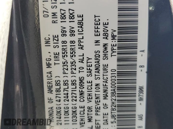 2011 Acura RDX with VIN 5J8TB2H23BA000310, listed as a Copart auction lot 81558764 with 138,848 mi miles and Salvage Title. Bid and sale history available at carsss.com. Image 14.