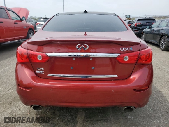 2014 Infiniti Q50 Hybrid Premium with VIN JN1AV7AR2EM702478, listed as a Copart auction lot 53332775 with 115,142 mi miles and Clean Title. Bid and sale history available at DreamBid. Image 6.