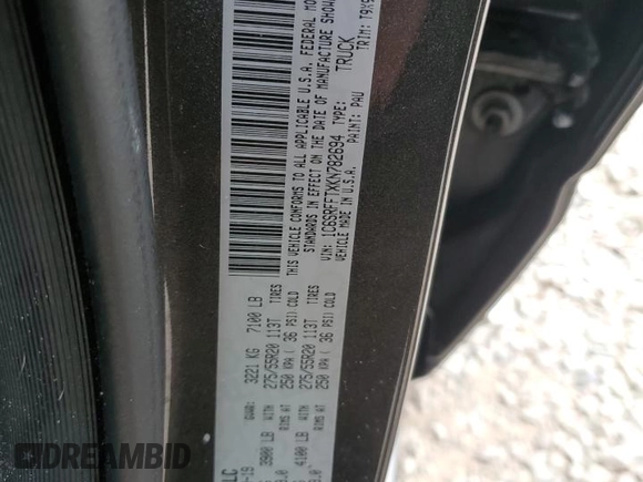 2019 Ram 1500 Big Horn/Lone Star with VIN 1C6SRFFTXKN782694, listed as a Copart auction lot 53990145 with 94,879 mi miles and Salvage Title. Bid and sale history available at carsss.com. Image 12.