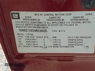 2004 Chevrolet Tahoe LS z VIN 1GNEC13V24R236605, wystawiony jako IAAI lot #41872398 z przebiegiem Nie podano mil oraz . Historia ofert i sprzedaży dostępna na DreamBid. Obrazek 9.