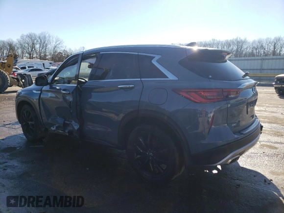 2022 Infiniti QX50 Essential with VIN 3PCAJ5CB7NF109589, listed as a Copart auction lot 41307804 with 15,593 mi miles and Salvage Title. Bid and sale history available at DreamBid. Image 2.