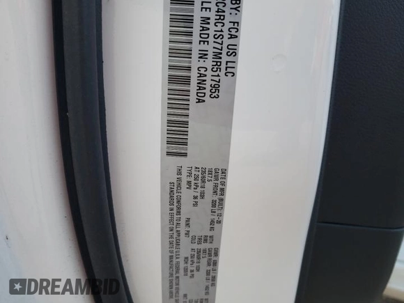 2021 Chrysler Pacifica Hybrid Limited z VIN 2C4RC1S77MR517953, wystawiony jako Copart lot #78504754 z przebiegiem 41 716 mil mil oraz Szkoda całkowita • Salvage title. Historia ofert i sprzedaży dostępna na DreamBid. Obrazek 13.