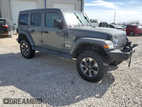 2020 Jeep Wrangler Unlimited Sahara with VIN 1C4HJXEM1LW325049, listed as a Copart auction lot 48429215 with 53,186 mi miles and Salvage Title. Bid and sale history available at carsss.com. Image 4.