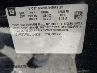 2016 Chevrolet Malibu Limited LT with VIN 1G11C5SA8GU104231, listed as a IAAI auction lot 41741706 with 104,604 mi miles. Bid and sale history available at carsss.com. Image 9.