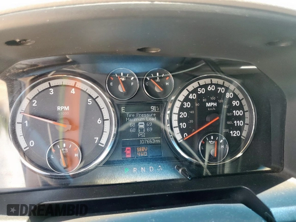 2012 Ram 2500 SLT with VIN 3C6TD5DT3CG115847, listed as a Copart auction lot 62653155 with 107,653 mi miles and Salvage title. Bid and sale history available at DreamBid. Image 9.