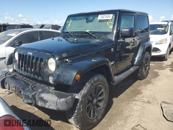 2014 Jeep Wrangler Sahara with VIN 1C4AJWBG3EL258582, listed as a Copart auction lot 74921604 with 17,777 mi miles and Non Repairable. Bid and sale history available at DreamBid. Image 1.