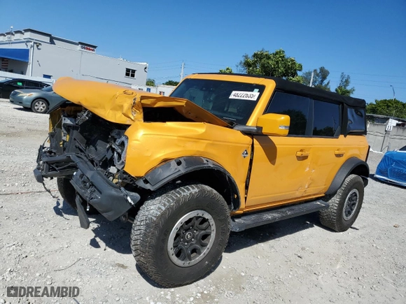 2021 Ford Bronco with VIN 1FMDE5DH6MLB02239, listed as a Copart auction lot 48222635 with 36,310 mi miles and Non Repairable. Bid and sale history available at carsss.com. Image 1.