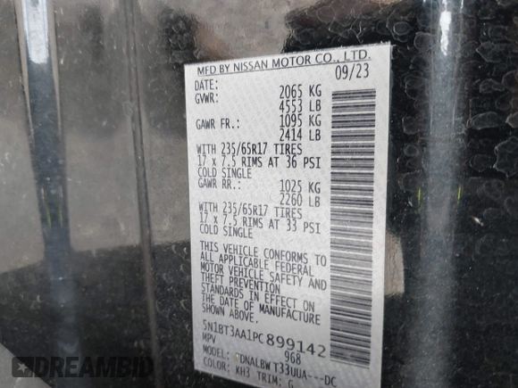 2023 Nissan Rogue S z VIN 5N1BT3AA1PC899142, wystawiony jako IAAI lot #42449369 z przebiegiem 48 754 mil mil oraz . Historia ofert i sprzedaży dostępna na DreamBid. Obrazek 9.
