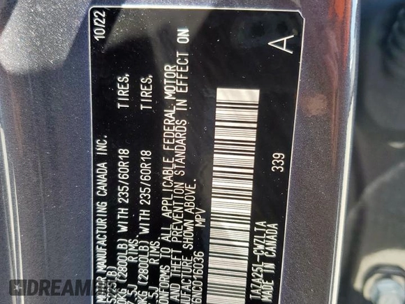 2022 Lexus NX 350 Premium z VIN 2T2GGCEZ6NC016036, wystawiony jako Copart lot #60269265 z przebiegiem 37 511 mil mil oraz Szkoda całkowita • Salvage title. Historia ofert i sprzedaży dostępna na DreamBid. Obrazek 13.
