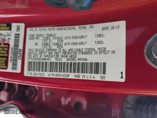 2016 Toyota Tacoma SR with VIN 5TFCZ5AN2GX006443, listed as a IAAI auction lot 40926405 with 117,825 mi miles. Bid and sale history available at carsss.com. Image 9.