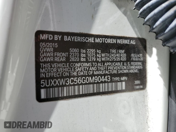 2016 BMW X4 xDrive28i with VIN 5UXXW3C56G0M90443, listed as a Copart auction lot 50857453 with 85,214 mi miles. Bid and sale history available at carsss.com. Image 12.