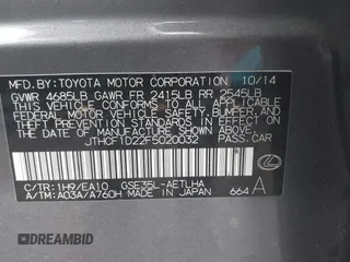 2015 Lexus IS 250 z VIN JTHCF1D22F5020032, wystawiony jako IAAI lot #40811836 z przebiegiem 92 943 mil mil oraz . Historia ofert i sprzedaży dostępna na DreamBid. Obrazek 9.