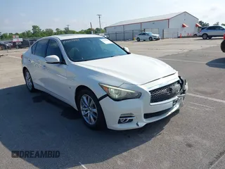 2014 Infiniti Q50 Sport with VIN JN1BV7AR4EM698230, listed as a IAAI auction lot 42664588 with 129,411 mi miles and . Bid and sale history available at DreamBid. Image 1.