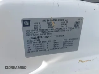 2017 Chevrolet Express Cargo with VIN 1GCWGAFF4H1337414, listed as a IAAI auction lot 42581060 with 196,182 mi miles and . Bid and sale history available at DreamBid. Image 9.
