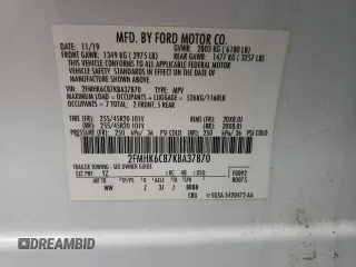 2019 Ford Flex SEL with VIN 2FMHK6C87KBA37870, listed as a Copart auction lot 79259324 with 54,824 mi miles and Salvage Title. Bid and sale history available at carsss.com. Image 13.