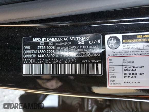 2016 Mercedes-Benz S-Class AMG S 63 with VIN WDDUG7JB2GA212530, listed as a Copart auction lot 86179514 with 143,260 mi miles and Salvage Title. Bid and sale history available at carsss.com. Image 13.