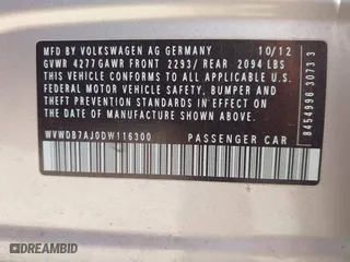 2013 Volkswagen Golf w/Conv & Sunroof with VIN WVWDB7AJ0DW116300, listed as a IAAI auction lot 41763618 with 157,813 mi miles. Bid and sale history available at carsss.com. Image 9.