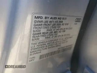 2021 Audi Q8 Premium with VIN WA1AVAF14MD033927, listed as a Copart auction lot 79293024 with 61,041 mi miles and Salvage Title. Bid and sale history available at carsss.com. Image 13.
