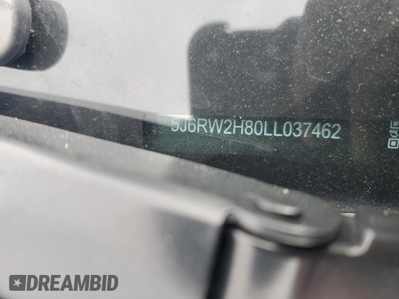 2020 Honda CR-V EX-L with VIN 5J6RW2H80LL037462, listed as a Copart auction lot 58487225 with 50,507 mi miles and Salvage title. Bid and sale history available at DreamBid. Image 12.