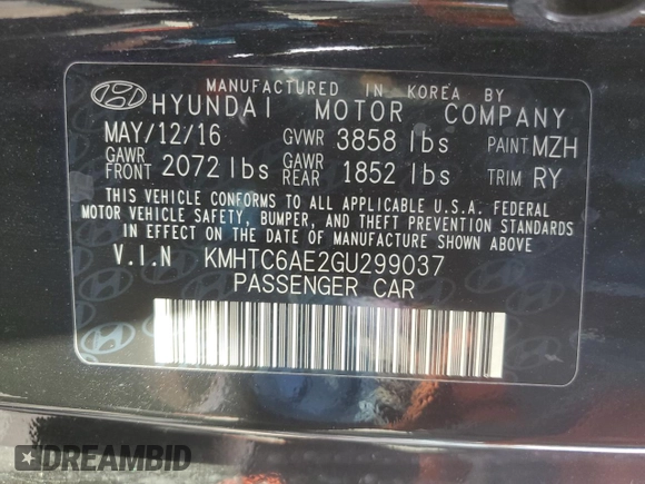 2016 Hyundai Veloster Turbo with VIN KMHTC6AE2GU299037, listed as a Copart auction lot 42877425 with 146,312 mi miles and Clean Title. Bid and sale history available at carsss.com. Image 12.