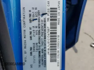 2012 Mazda Mazda3 i Touring with VIN JM1BL1L81C1567887, listed as a Copart auction lot 52646325 with 151,206 mi miles and Salvage Title. Bid and sale history available at carsss.com. Image 12.