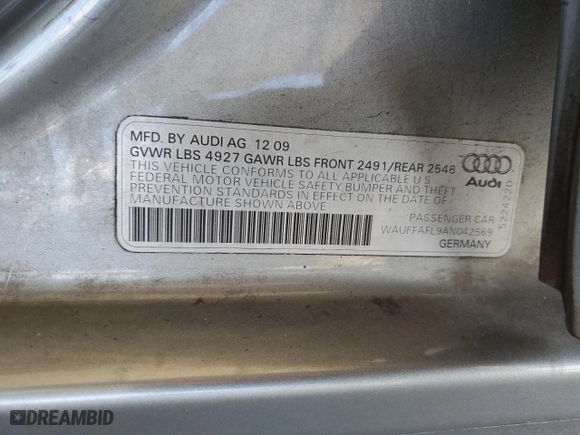 2010 Audi A4 2.0T Premium Plus with VIN WAUFFAFL9AN042569, listed as a Copart auction lot 82965394 with 114,594 mi miles and Salvage Title. Bid and sale history available at carsss.com. Image 14.