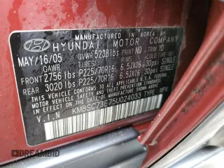 2005 Hyundai Santa Fe GLS with VIN KM8SC73E75U024033, listed as a Copart auction lot 40567464 with 131,936 mi miles and Clean Title. Bid and sale history available at carsss.com. Image 13.