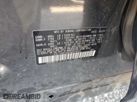 2021 Subaru Outback Limited with VIN 4S4BTANC3M3219222, listed as a Copart auction lot 64376845 with 77,825 mi miles and Salvage title. Bid and sale history available at DreamBid. Image 13.