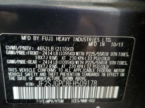 2014 Subaru Forester XT Touring with VIN JF2SJGPC8EH509178, listed as a Copart auction lot 41906055 with 114,157 mi miles and Clean Title. Bid and sale history available at DreamBid. Image 13.