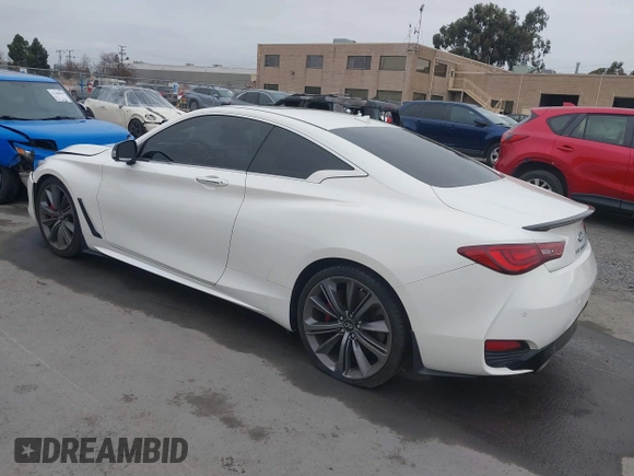 2021 Infiniti Q60 Red Sport 400 with VIN JN1FV7LK1MM530013, listed as a IAAI auction lot 41461752 with 52,844 mi miles and . Bid and sale history available at DreamBid. Image 3.