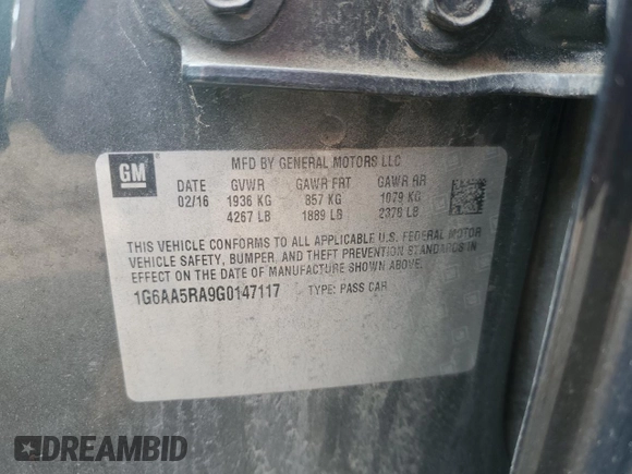 2016 Cadillac ATS Standard RWD z VIN 1G6AA5RA9G0147117, wystawiony jako Copart lot #59560885 z przebiegiem 92 839 mil mil oraz Szkoda całkowita • Salvage title. Historia ofert i sprzedaży dostępna na DreamBid. Obrazek 12.