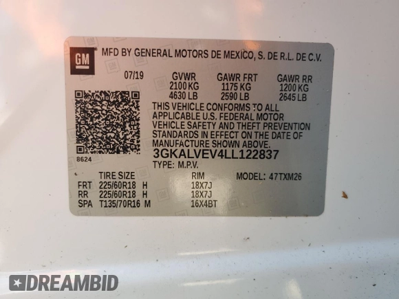 2020 GMC Terrain SLT с VIN 3GKALVEV4LL122837, выставлен на аукционе Copart как лот 52393535 с пробегом 114 110 миль миль и Списание • Salvage title. История ставок и продаж доступна на DreamBid. Изображение 15.