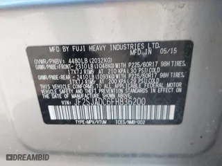 2015 Subaru Forester 2.5i Premium with VIN JF2SJADC6FH836200, listed as a IAAI auction lot 42059319 with 170,454 mi miles. Bid and sale history available at carsss.com. Image 9.
