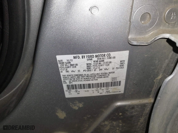 2013 Ford Edge SE with VIN 2FMDK3GC3DBB16709, listed as a IAAI auction lot 41616984 with 206,275 mi miles. Bid and sale history available at carsss.com. Image 9.