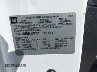 2010 GMC Acadia SLT2 with VIN 1GKLVNED5AJ119301, listed as a IAAI auction lot 41882770 with 159,641 mi miles and . Bid and sale history available at DreamBid. Image 9.