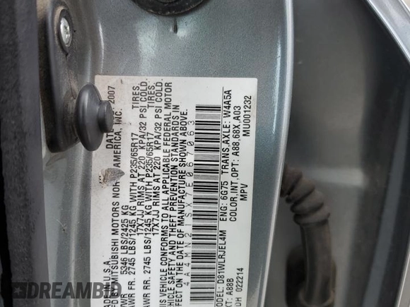 2007 Mitsubishi Endeavor LS with VIN 4A4MN21SX7E067063, listed as a Copart auction lot 46702305 with 159,469 mi miles and Salvage Title. Bid and sale history available at carsss.com. Image 14.