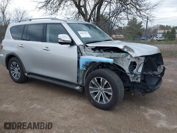 2020 Nissan Armada SL with VIN JN8AY2NC9L9616120, listed as a IAAI auction lot 42092766 with 52,593 mi miles. Bid and sale history available at carsss.com. Image 1.