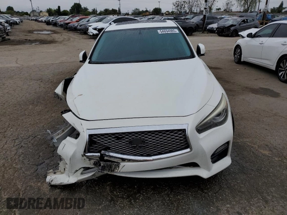 2015 Infiniti Q50 Sport with VIN JN1BV7AP4FM346670, listed as a Copart auction lot 54694985 with 76,347 mi miles and Salvage title. Bid and sale history available at DreamBid. Image 5.