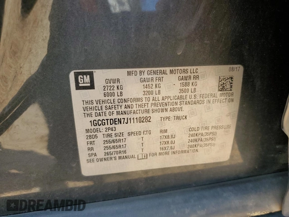 2018 Chevrolet Colorado 4WD Z71 z VIN 1GCGTDEN7J1110282, wystawiony jako Copart lot #61945695 z przebiegiem 144 792 mil mil oraz Szkoda całkowita • Salvage title. Historia ofert i sprzedaży dostępna na DreamBid. Obrazek 12.