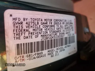 2001 Toyota Camry LE z VIN JT2BF22K510303027, wystawiony jako Copart lot #85090174 z przebiegiem 253 038 mil mil oraz Szkoda całkowita • Salvage title. Historia ofert i sprzedaży dostępna na DreamBid. Obrazek 14.