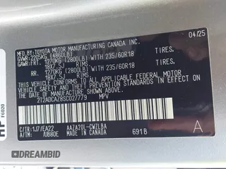 2025 Lexus NX 250 with VIN 2T2ADCAZ8SC027779, listed as a IAAI auction lot 42420839 with 491 mi miles and . Bid and sale history available at DreamBid. Image 9.