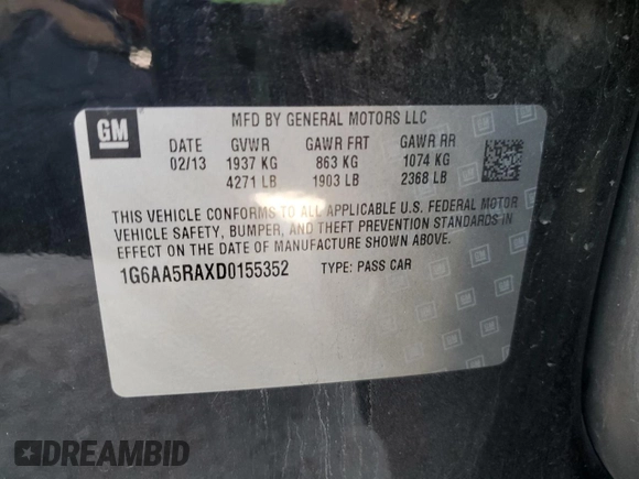 2013 Cadillac ATS z VIN 1G6AA5RAXD0155352, wystawiony jako Copart lot #52454965 z przebiegiem 105 571 mil mil oraz Szkoda całkowita • Salvage title. Historia ofert i sprzedaży dostępna na DreamBid. Obrazek 12.