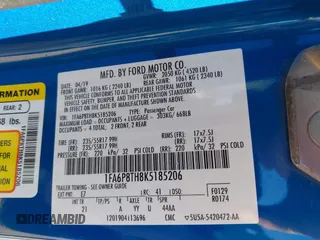 2019 Ford Mustang EcoBoost with VIN 1FA6P8TH8K5185206, listed as a IAAI auction lot 41749783 with 63,566 mi miles and . Bid and sale history available at carsss.com. Image 9.