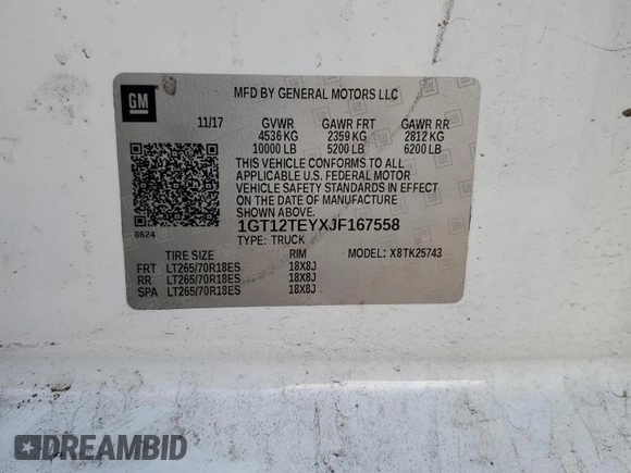 2018 GMC Sierra 2500HD SLT with VIN 1GT12TEYXJF167558, listed as a Copart auction lot 43043825 with 98,363 mi miles and Salvage Title. Bid and sale history available at carsss.com. Image 12.