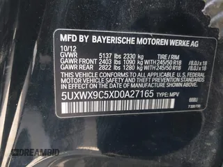 2013 BMW X3 xDrive28i with VIN 5UXWX9C5XD0A27165, listed as a IAAI auction lot 42052413 with 104,926 mi miles and . Bid and sale history available at DreamBid. Image 9.