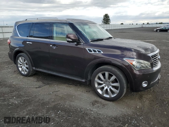 2011 Infiniti QX56 7-passenger with VIN JN8AZ2NE0B9004627, listed as a Copart auction lot 57355615 with 242,036 mi miles and Clean title. Bid and sale history available at DreamBid. Image 4.
