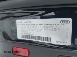 2019 Audi A5 Sportback Prestige with VIN WAUFNCF5XKA071183, listed as a IAAI auction lot 41336991 with 81,760 mi miles. Bid and sale history available at carsss.com. Image 9.