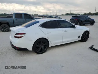 2023 Genesis G70 2.0T with VIN KMTG34TA4PU104576, listed as a Copart auction lot 85082044 with 28,821 mi miles and Salvage Title. Bid and sale history available at DreamBid. Image 3.